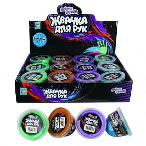 Жвачка для рук из серии Мелкие пакости, 4 цвета, металлик, 50 гр. (1toy, Т10707) (ассортимент)