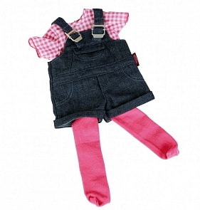 Набор одежды с джинсовым комбинезоном, футболкой и колготками (Gotz, 3402053)