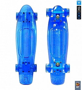 Скейтборд 6-13 Penny board RT 22 Shine blue со светящимися колесами (Y-SCOO, 4984RT)