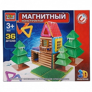 Конструктор магнитный - Зимний домик, 36 деталей (Город мастеров, DT-4033-R)