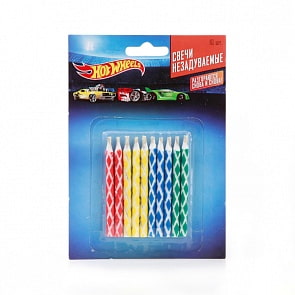 Набор из 10-и магических свечей для торта - Hot Wheels (Веселый праздник, SVM10-HWsim)