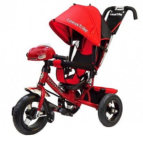 Велосипед 3-х колесный - Lexus Trike, красный с надувными колесами диаметром 30 и 25 см, светомузыкальная модель, регулируемая спинка (Lexus Trike, 950M4-N1210-REDsim)