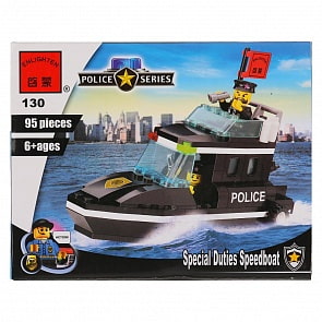Конструктор с аксессуарами - Полицейский катер, 95 деталей (Enlighten Brick, BRICK130 (С)