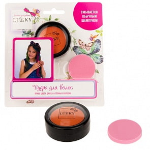 Пудра для волос, в наборе со спонжем, цвет: красный, на блистере (Lucky, Т11914)