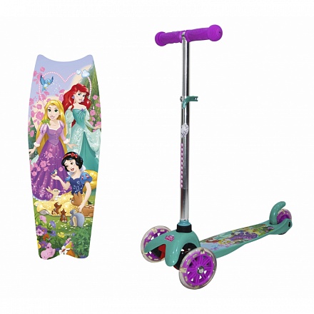 Самокат трехколесный Disney – Принцессы со светящимися колесами 