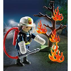 Игровой набор – Экстра-набор: Пожарник с деревом (Playmobil, 9093pm) - миниатюра