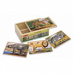 Деревянные пазлы в коробке - Дикие животные (Melissa&Doug, 3796_md) - миниатюра