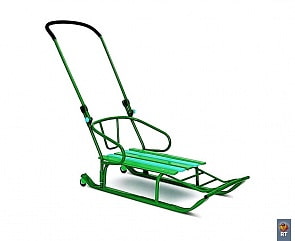 Санки "Считалочка" Восьмерка складывающиеся с колесиками - зеленые (RT, 4994RT)