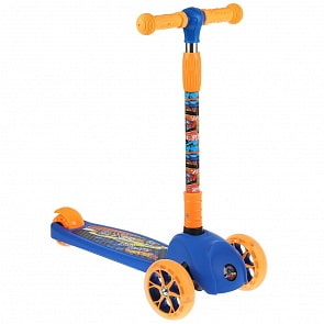 Трехколесный самокат, складной, управление наклоном, светящиеся колеса 12 и 8 см (S00557-HWS)