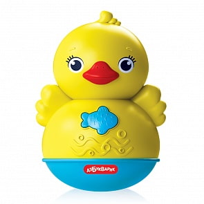 Неваляшка уточка из серии Люленьки, желто-голубая, свет и звук (Азбукварик, 4680019285382)