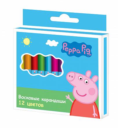 Восковые карандаши «Свинка Пеппа», 12 штук 