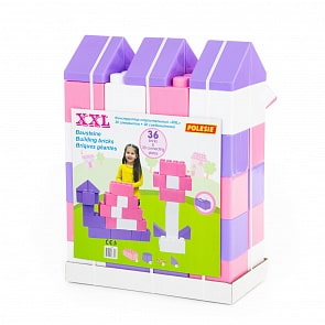 Конструктор строительный XXL, 36 элементов v2 + соединитель 30 элементов (Полесье, 68064)