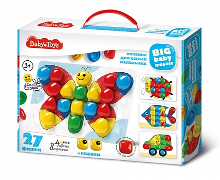 Мозаика для самых маленьких Baby Toys, 27 элементов, 4 цвета, d40 