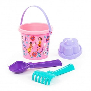 Набор для песка Disney Феи №4: ведро малое с наклейкой, совок №2, грабельки №2, 1 формочка (Полесье, 81629) (ассортимент)