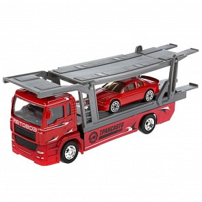Машина Автовоз с машиной 20 см со светом и звуком красный подвижные детали металлический (Технопарк, TOW-20SL-RD)