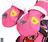 Санки-коляска Snow Galaxy - City-1-1 - Мишка в красной футболке в очках, цвет розовый на больших надувных колесах, сумка, варежки  - миниатюра №13