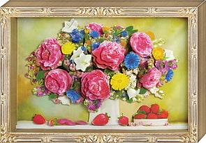 Набор для изготовления картины - Нежный букет пионов (Клевер, АБ21-135)