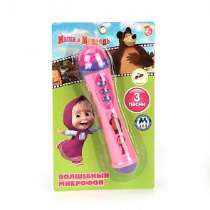 Игрушечный микрофон – Маша и Медведь, 3 песни, звук (Умка, B1082812-R2)