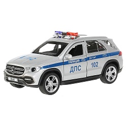 Машина Полиция Mercedes-Benz GLE 12 см серебристая двери и багажник открываются металлическая (Технопарк, GLE-12POL-SR) - миниатюра