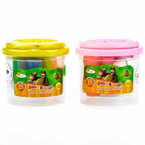 Тесто для лепки в ведре - Маша и Медведь, 10 цветов (MultiArt, 75101PD-MM)