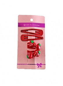 Набор – Клубника, 2 резинки и 2 заколки (Shantou Gepai, YLB-S028)