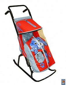 Санки-коляска Снегурочка 2-Р Собачка, цвет – серый, красный (RT, 3561RT)