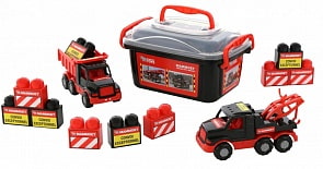 Автомобиль-самосвал Mammoet + автомобиль-эвакуатор + конструктор 10 элементов (Полесье, 57143)