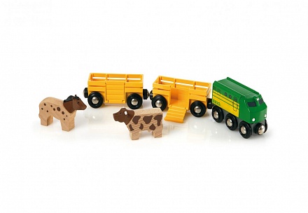 Игровой набор Фермерский поезд - Вагоны с животными, 5 элементов 