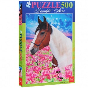 Пазлы -  Лошадь в цветах, 500 элементов, А2 формат  (Hatber, 500ПЗ2_09503)