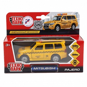 Машинка металлическая инерционная - Mitsubishi Pajero такси, 12 см., открываются двери (Технопарк, SB-17-61-MP(T)-WBsim)