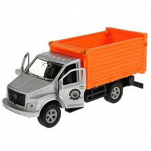 Самосвал ГАЗ Газон Next, 14,5 см, открываются двери, инерционный (Технопарк, SB-18-25-3-WB)