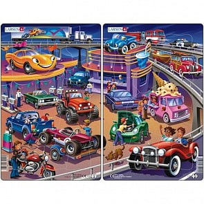 Пазл - Машины, 15 деталей (Larsen, U14)