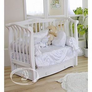 Кровать детская Красная Звезда С 888 Аэлита, резьба с инкрустацией стразами №10, белый (Красная Звезда, КЗ-С 888_белый)