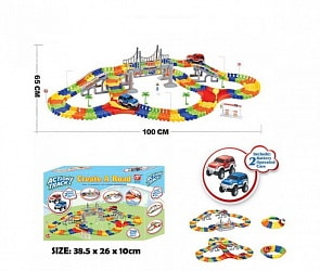 Гибкий трек – Город, 240 элементов, 2 машинки (Junfa Toys, 1406)