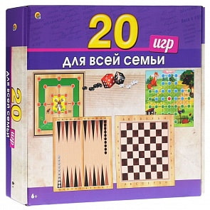 Игра настольная 20 в 1 - Игры для всей семьи (Рыжий кот, ИН-0136)