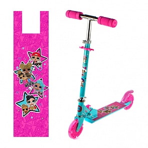Самокат LOL 2-х колесный алюминий комби, PU светящиеся колеса 120 мм, регулируемый складной руль, ручки складные (Т17094)