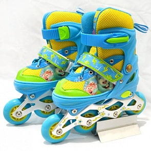 Раздвижные ролики из серии Смешарики с алюминиевой рамой, колеса полиуретановые 64 х 24 мм., размер 30-33 (SME30-33Asim)