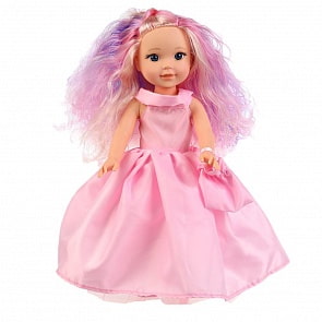 Кукла озвученная Катерина АБВГДЙКА 38 см в платье с цветными волосами (Карапуз, EB38D-SP-40351)