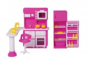 Кухня для кукольного домика Зефир, размер 31,5 х 9 х 30,5 см. (Огонек, ОГ1409)
