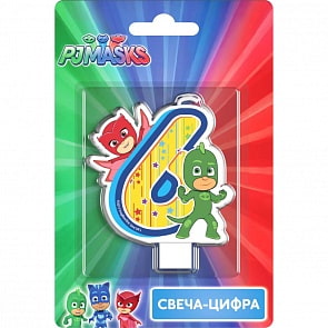 Свеча-цифра №6 - Герои в масках, 8 см (Росмэн, 33038)