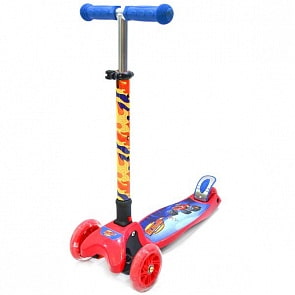 Самокат 3-колесный складной из серии Вспыш с алюминиевым корпусом, полиуретановыми светящимися колесами 120 и 80 мм. (S103VSPsim)