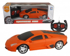 Машина на радиоуправлении, 1:24, 27 МГц, размер машинки 20 см, 4 канала, на батарейках, матовый оранжевый (1Toy, Т13853)