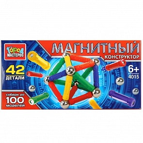 Конструктор магнитный - Палочки и шарики, 42 детали (Город мастеров, DT-4015-R)