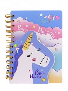 Блокнот Единорог мечтающий, с кольцами, формат А5, синий (Михи Михи, MM62250)
