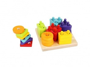 Сортер деревянный - Геометрические фигуры, 25 деталей (Cubika, 13814)