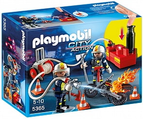 Игровой набор из серии Пожарная служба - Пожарники с водяным насосом (Playmobil, 5365pm)