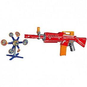 Автомат, стреляющий мягкими снарядами, с мишенью и 20 снарядами (Junfa Toys, 7031)