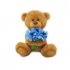 Мягкая игрушка - Медвежонок Сэмми с васильками, музыкальный, 18 см. (Lava, Л8733F)