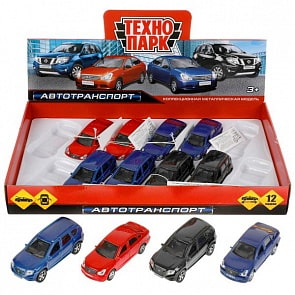 Металлическая модель Nissan Terrano/Almera 12 см открываются двери багажник инерционная 4 вида (Технопарк, SB-19-18-DB) (ассортимент)