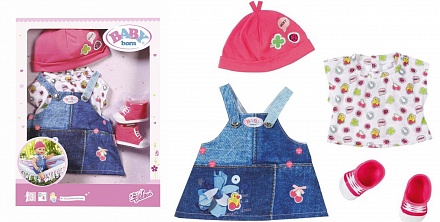 Одежда для куклы Baby born – Джинсовая коллекция, платье 